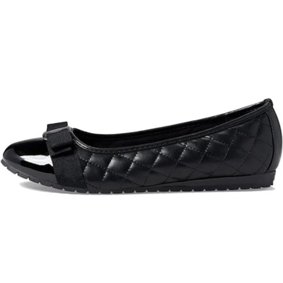 Anne Klein Gianna Black Quilted Leather Ballet Flats Shoes Size 6.5 M New in Box - Picture 2 of 11